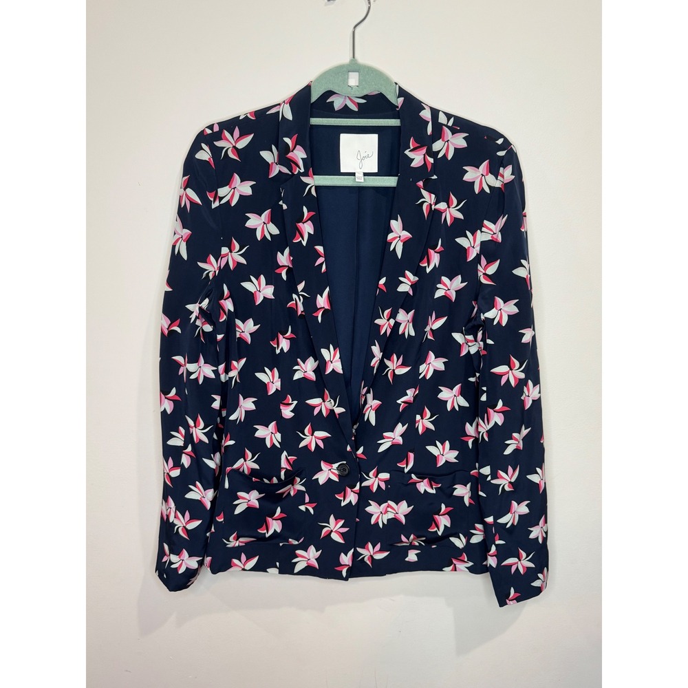 Joie Silk Navy Floral Blazer sz M One button